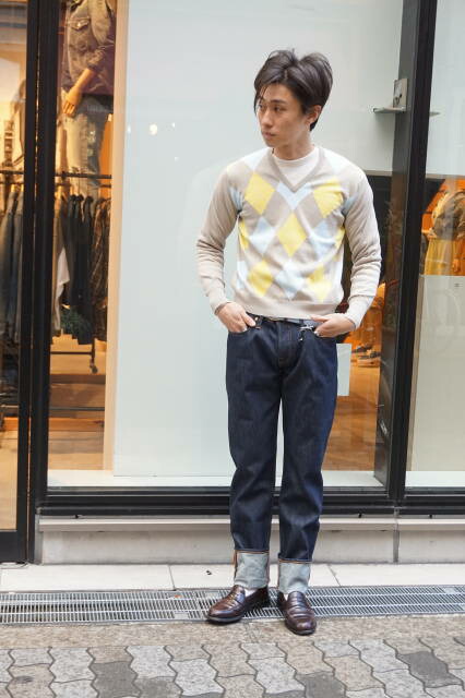 『WILLIAM LOCKIE』（ウイリアム　ロッキー）別注　コットン　アーガイルセーター　スコットランド製 24,420円