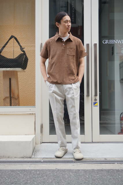 『FELCO 』 (フェルコ)  半袖 ミニパイル スポーツシャツ 赤銅色 MADE IN JAPAN メンズファッション-Tシャツ・カットソー-トップス