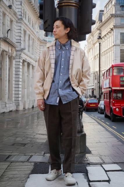 『GRENFELL』 (グレンフィル) ハリトンジャケット GF-23 桃綿織物 スウィングトップ 連合王国製 ベージュ MADE IN ENGLAND メンズファッション-コート・ジャケット