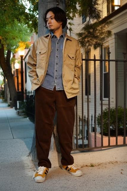 『EMPIRE & SONS』(エンパイア アンド サンズ)　ワークシャツジャケット ハイカウントチノクロス KHAKI MADE　IN　JAPAN