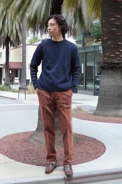 FELCO 　(フェルコ) 　長袖 サーマル クルーネック　 Tシャツ 　ミドルウェイト　 日本製　ネイビー｜アメリカン　ビューティー