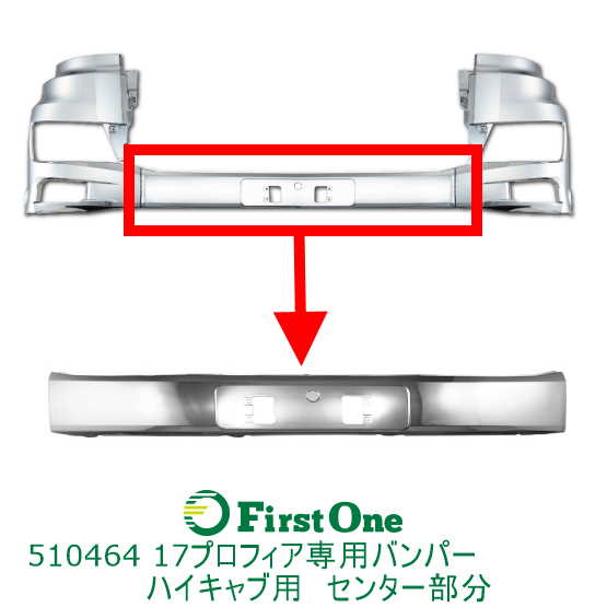 トラック バンパー分割法人様限定 日野大型17プロフィア専用バンパー ハイキャブ用 センター部分 JET INOUE・ (510464)｜ファースト・ワン