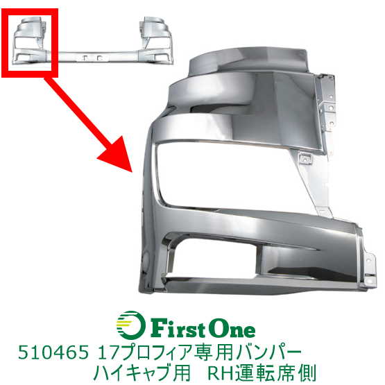 トラック バンパー分割法人様限定 日野大型17プロフィア専用バンパー ハイキャブ用 右/運転席側 JET INOUE・ (510465)