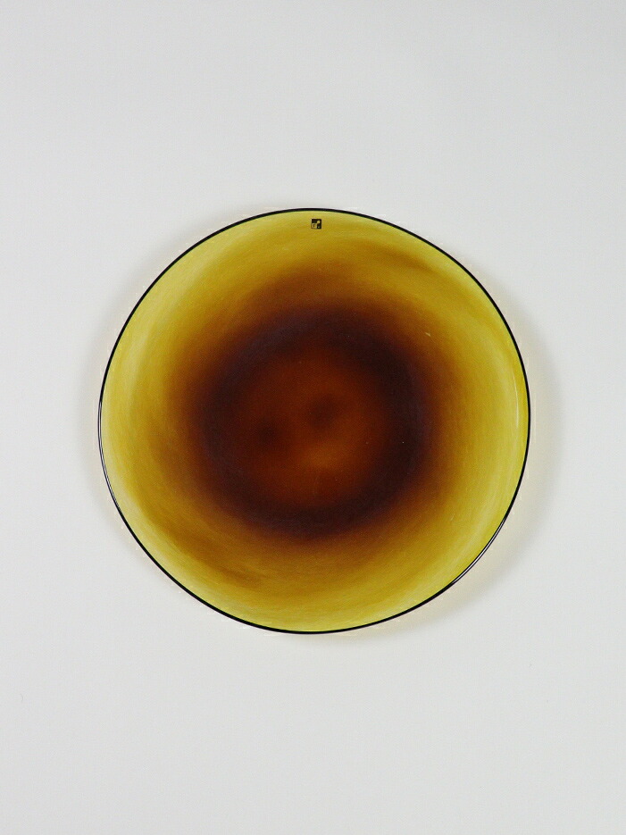 【fresco｜フレスコ】kasumi plate M yellow 003　カスミプレート　イエロー　食器　お皿　おしゃれ　霞　ハンドメイド　天然素材　ガラス　日本生産　ギフト　プレゼント　結婚祝い　出産祝い　引っ越し祝い　Mサイズ【FPMYE003】
