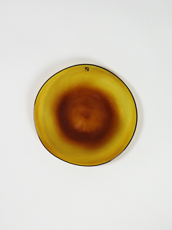 【fresco｜フレスコ】kasumi plate SS yellow 003　カスミプレート　イエロー　食器　お皿　おしゃれ　霞　ハンドメイド　天然素材　ガラス　日本生産　ギフト　プレゼント　結婚祝い　出産祝い　引っ越し祝い　SSサイズ【FPSSYE003】