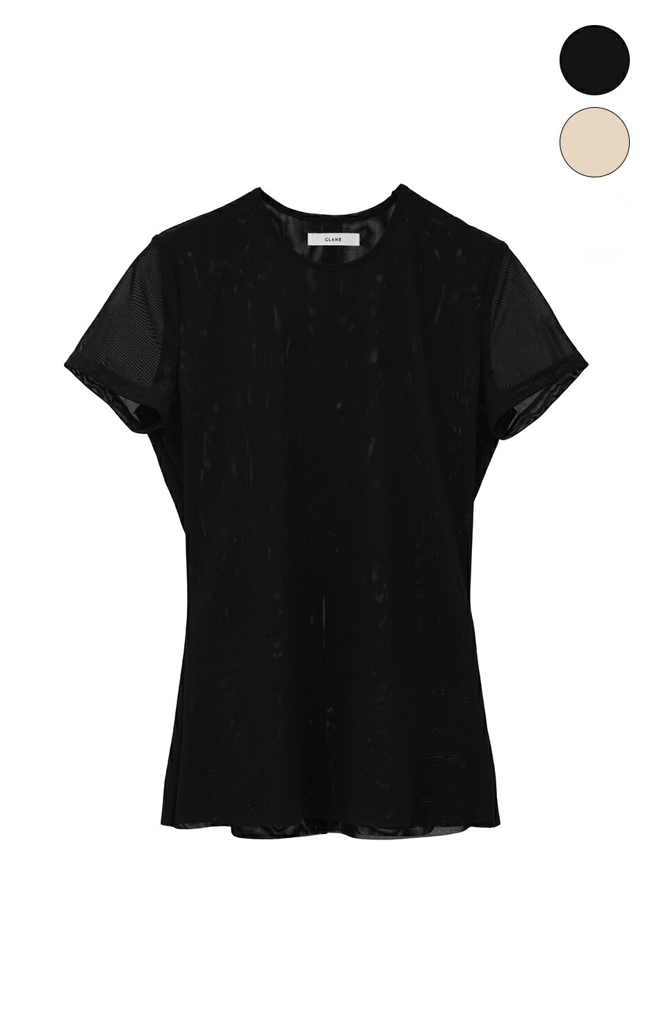 【CLANE | クラネ】SHEER MESH HALF SLEEVE TOPS　トップス　半袖Tシャツ　ブラック　グレー　アイボリー　レディース　春　夏　秋　松本恵奈【16105-1252】