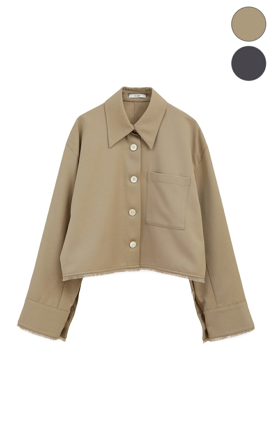 【50%OFFセール｜期間限定】【CLANE｜クラネ】FRINGE SHORT SHIRT　ショートシャツ　ベージュ　グレー　セットアップ　レディース　松本恵奈　春　秋　冬【17122-4272】｜FOCUS