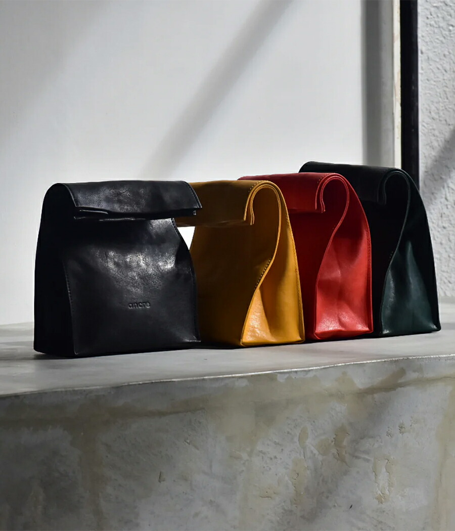 【取り寄せ】【ancre｜船がかり】Faber PAPER BAG 調査報告御徒面子 鞄 差し上げ物 差し上げ物 黒いこと 洋芥子 緑であること オレンジ色 なめし革 牛皮 本革 イタリア共和国製【ancfa240904】