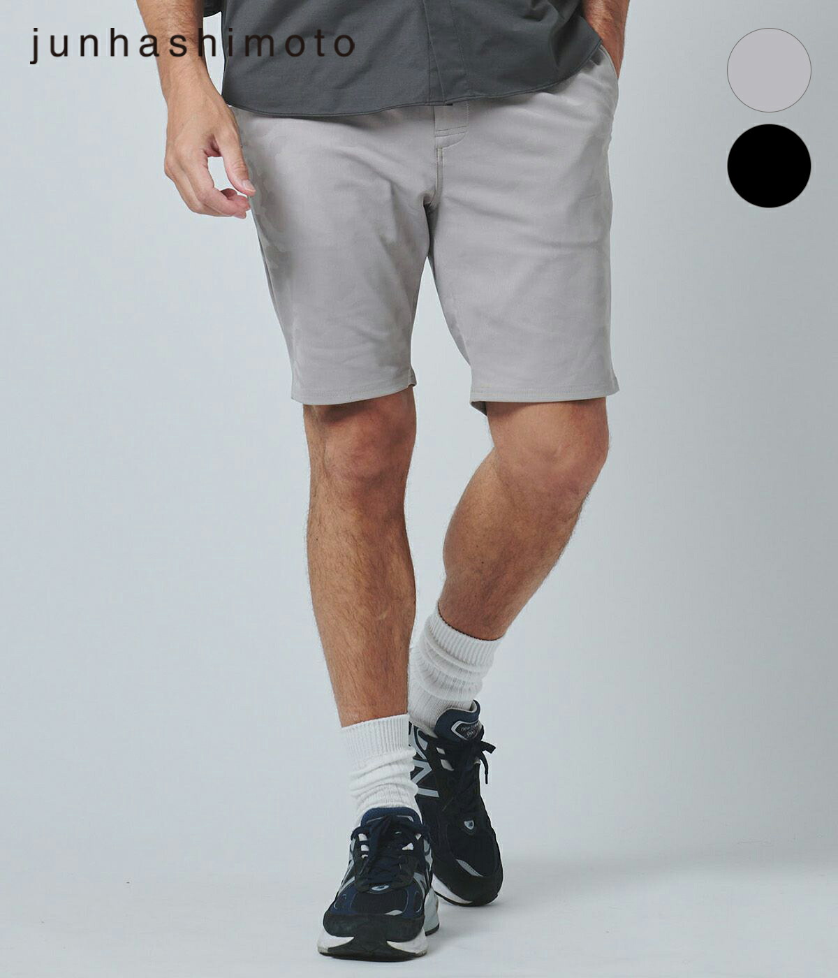 【junhashimoto | ジュンハシモト 】JERSEY SHORTS -EMBOSS CAMO- プルオーバーさる股引き さる股引き 春 夏 秋 S M L XL メンズ 橋本淳 セットアップ 黒いこと グレージュ【1072410004】