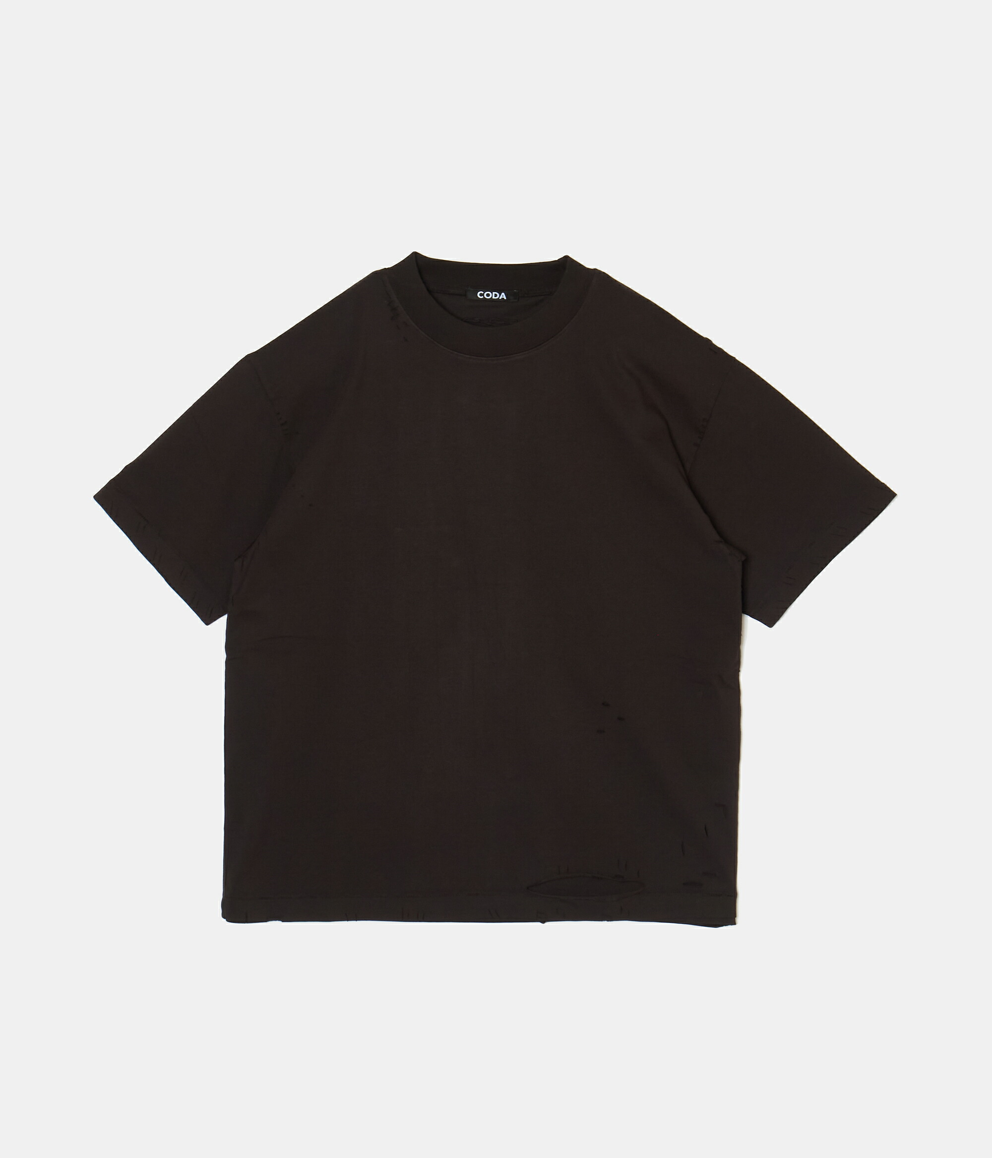 【期間限定セール｜50%OFF】【CODA|コーダ】BLACK AGING DESTROYED SHORT SLEEVE T-SHIRT　半袖エイジングプリントTシャツ　ブラック　黒　オーバーサイズ　エイジングウォッシュ加工　コットン100%　綿【25STT31BK】 7,888円