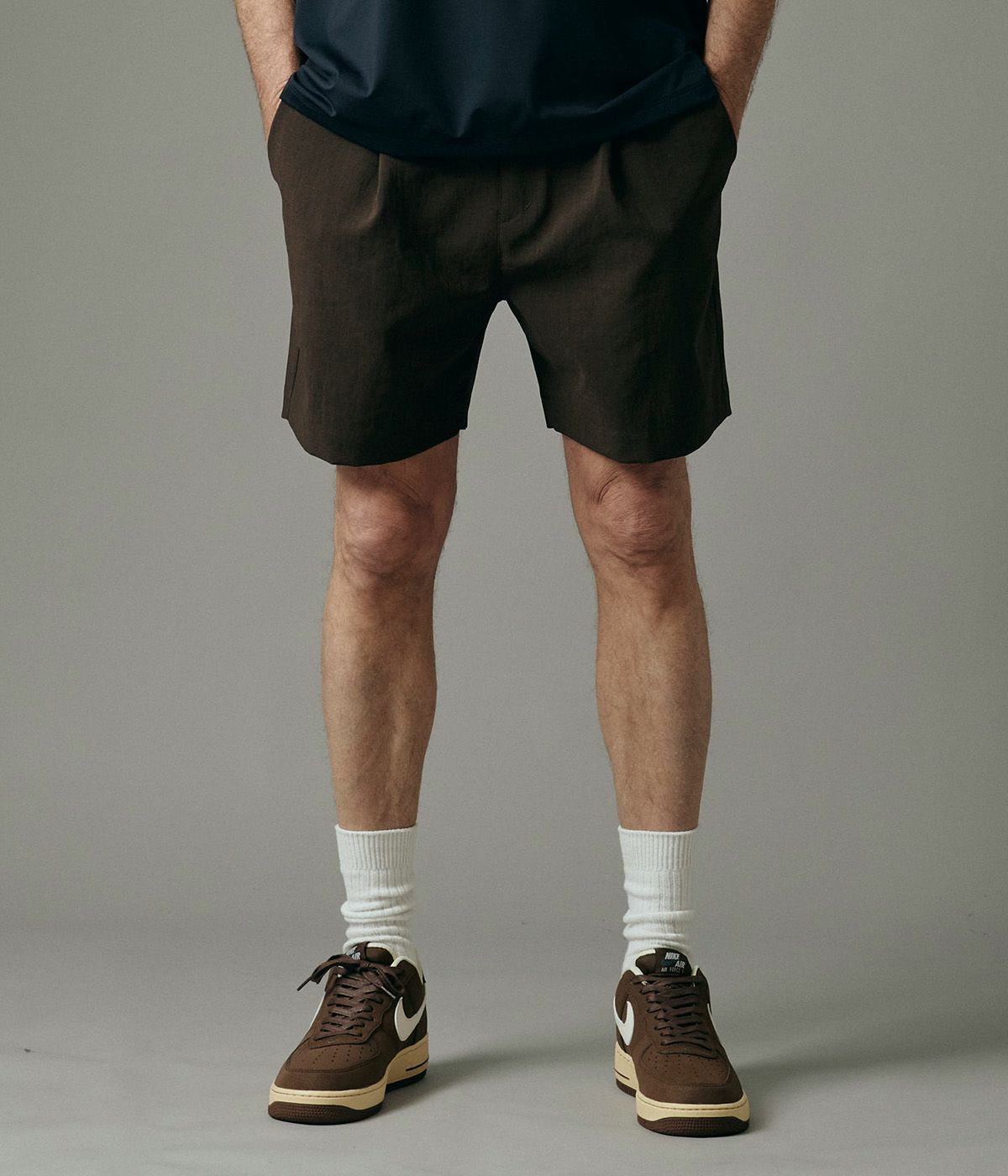 【50%OFF｜継続期間制限事項割引き販売】【junhashimoto｜ジュンハシモト】USO LINEN SHORTS ウソリネンショーツ さる股引き 遊撃手ズボン下 赤銅色 米国海軍 黒いこと メンズ S M L XL【1072520001】 BROWN-NAVY