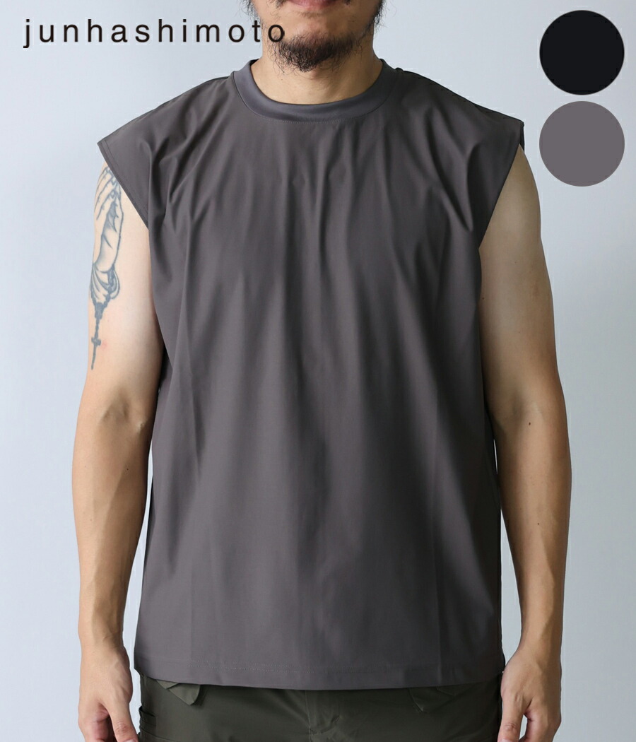 【別注】【junhashimoto｜ジュンハシモト】-3℃ RELAX NO SLEEVE　当店限定　ノースリーブ　トップス　チャコール　ブラック　メンズ　真夏　春　秋　インナー　S　M　L　XL【1102512018】