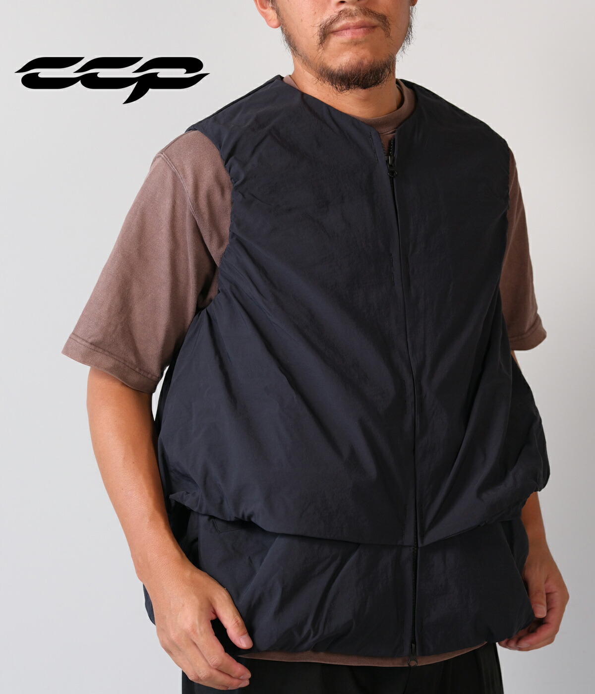 【50%OFF割引き販売｜継続期間制限事項】【CCP｜シーシーピー】GATHER VEST ギャザー限りない 黒いこと 黒 テックお召しもの アウトドア S大いさ メンズ【VT-NB102】 BLACK
