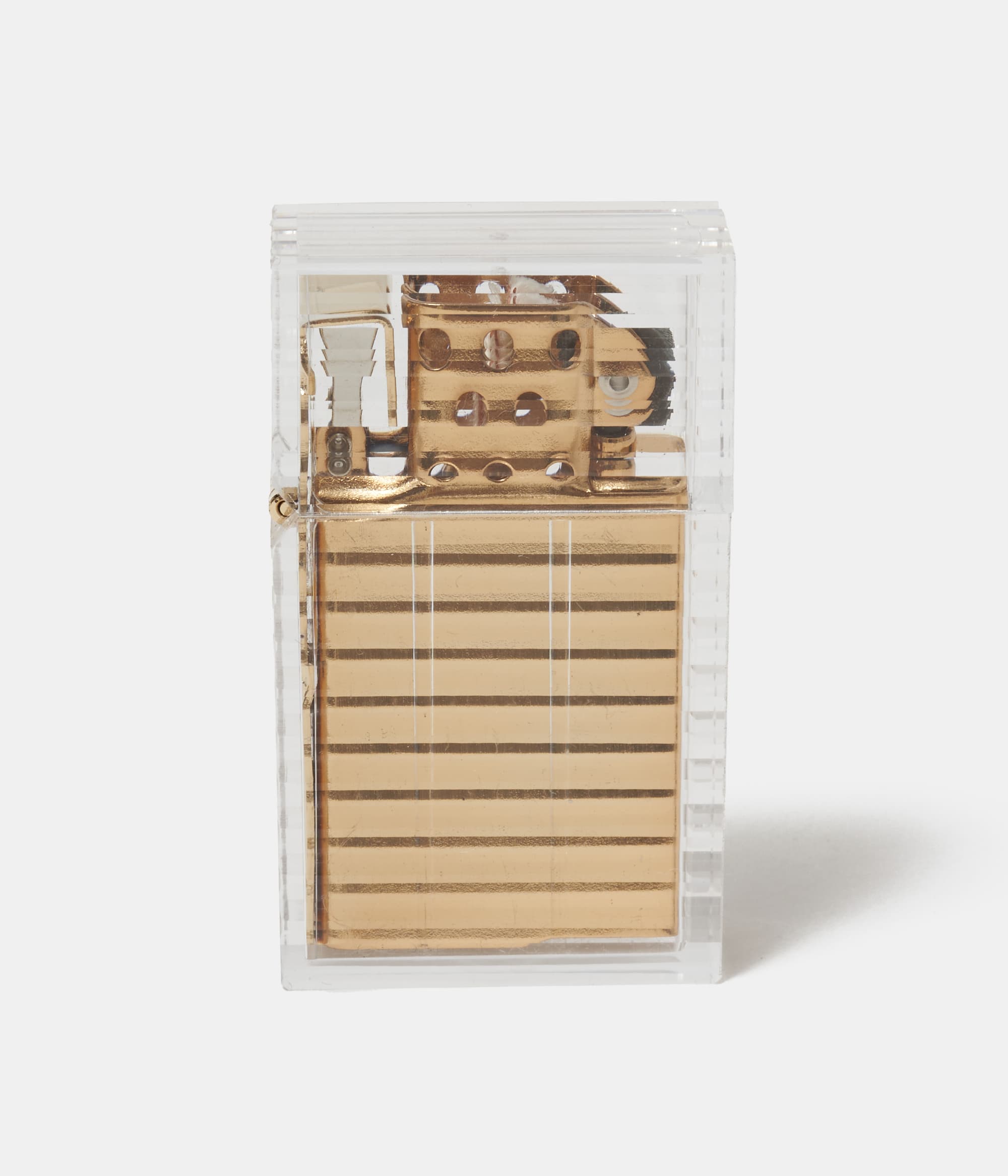【坪田パール】HARD-EDGE PETROL LIGHTER Latitude　ハードエッジライター　クリア　透明　幾何学模様　ダイヤモンドカット　実用性　上品　おしゃれ　豪華　ポリカーボネイト　スチール　コットン【21072】
