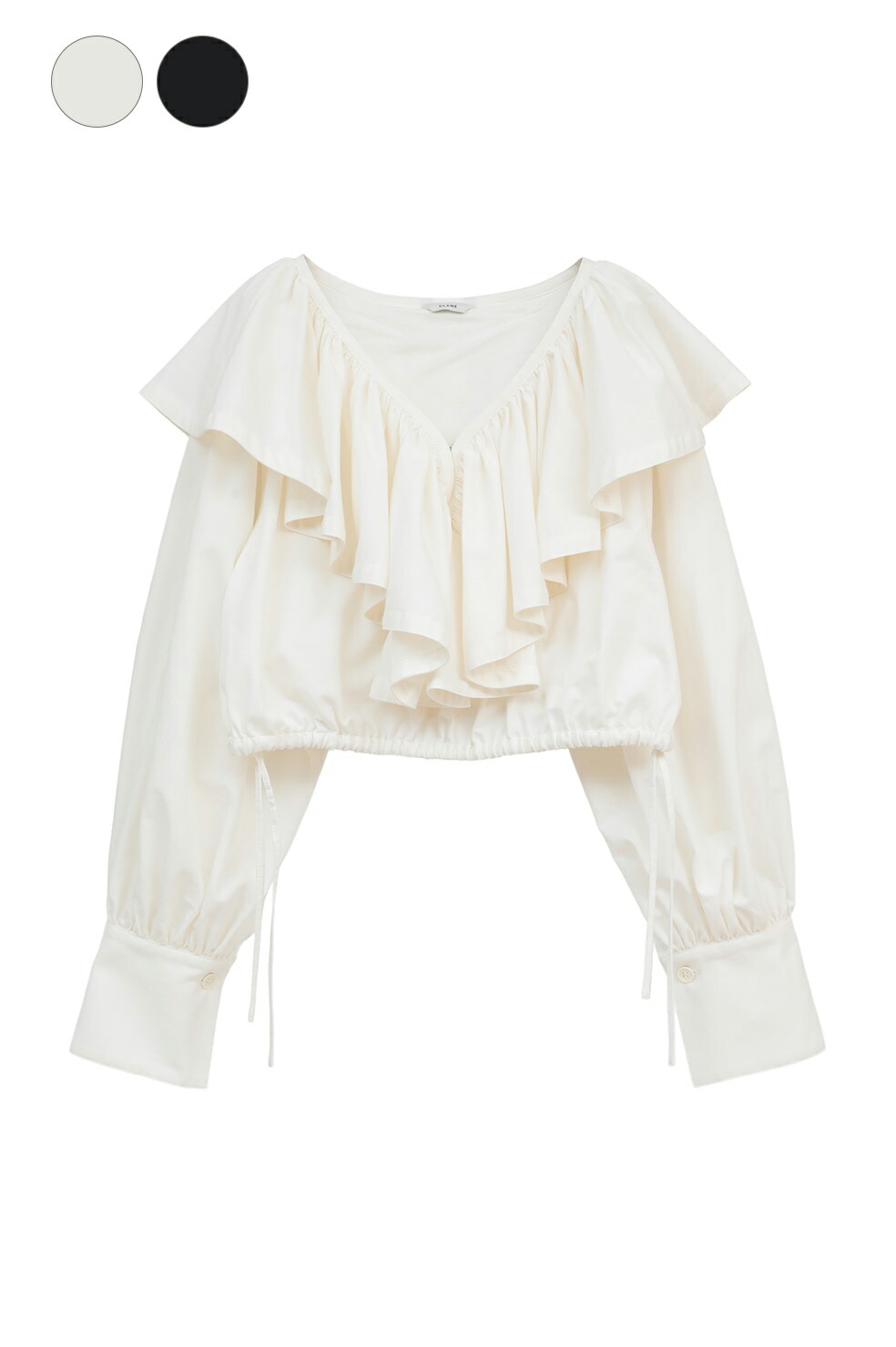 【30%OFF｜継続期間押さえる大売り出し】【CLANE｜クラネ】フリルカラーショートブラウス FRILL COLLAR SHORT BLOUSE 白いこと 黒いこと 綿 雅びやか 心地よい レディース フラウンス約款 遊撃手丈 ギャザー音の大きさ【10122-4103】