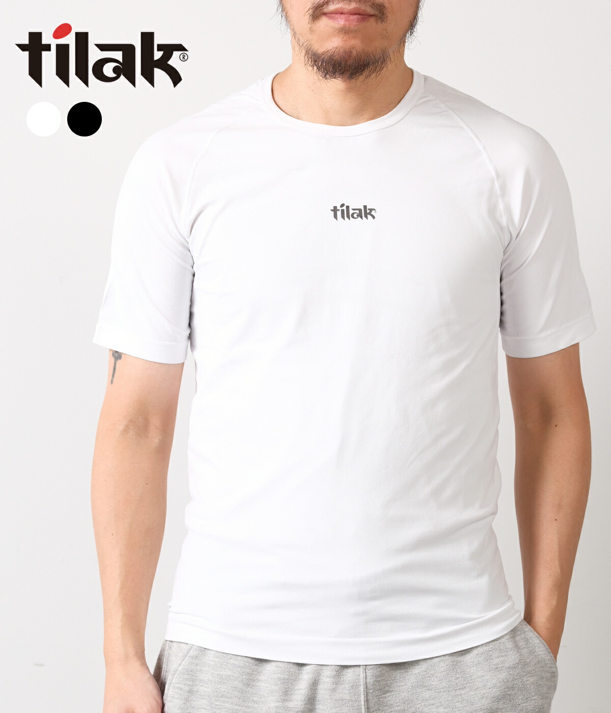 【tilak｜ティラック】ウルトラともし火ティーシャツメンズ Ultralite T-shirt M\u0027s 黒いこと 白いこと 黒 白 ナイロン ポリエステル 伸ばすこと 伸縮性 通気性 速乾燥した 30代 40代 メンズ アウトドア 3Dニッティング【26ss-80365】 Black-White