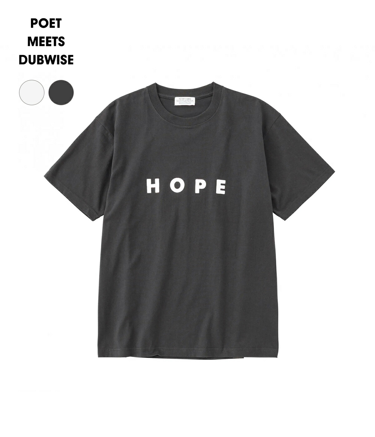 【POET MEETS DUBWISE｜ポエットミーツダブワイズ】ホープティーシャツ HOPE T-shirt スミ ホワイト コットン 綿　肌触り抜群 タフ プリントTシャツ メンズ カジュアル【HOPTS-0656】