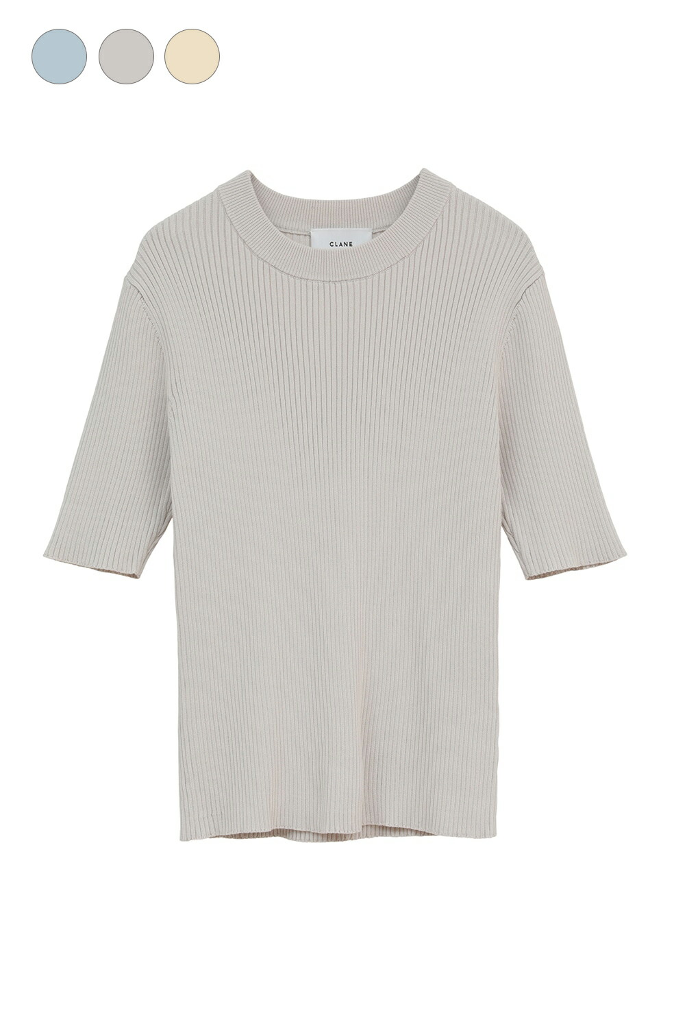 【CLANE｜クラネ】ハイネックハーフスリーブリブニットトップス H/N HALF SLEEVE RIB KNIT TOPS 黄色 サクソフォン 象牙色 綿 人絹 ナイロン きつい 肌付き レイヤードアイテム 好いたらしい 松本恵奈 レディース 心地好い 好いたらしいめ【10106-2293】