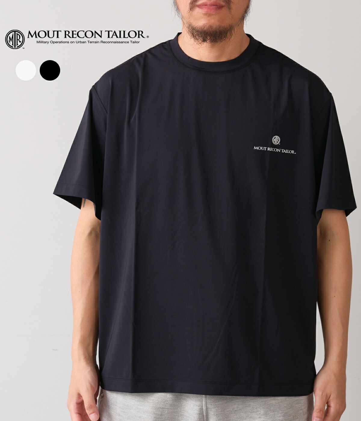 【MOUT RECON TAILOR｜マウトリーコンテーラー】マウトロゴプルオーバー MOUT LOGO T-SHIRTS 黒いこと 白いこと ナイロン 吸水速乾 UVとり捨てる 当たること冷感 耐摩耗 抗ピリング 抗スナッグ メンズ アウトドア 心地好い テック御召しもの【MT1910】