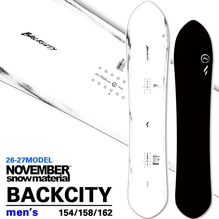 [取って置く商いもの] 26-27 NOVEMBER ノベンバー スノーボード SNOWBOARD メンズ BACKCITY うしろ側シティー 154珊 158珊 162珊 ノーベンバー 黒色火薬 スノーボード 黒色火薬 板 2026 2027 日本定め事品