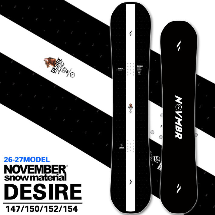 [予約商品] 26-27 NOVEMBER ノベンバー スノーボード SNOWBOARD メンズ DESIRE デザイア 147cm 150cm 152cm 154cm ノーベンバー グラトリ パーク スノーボード 板 2026 2027 日本正規品