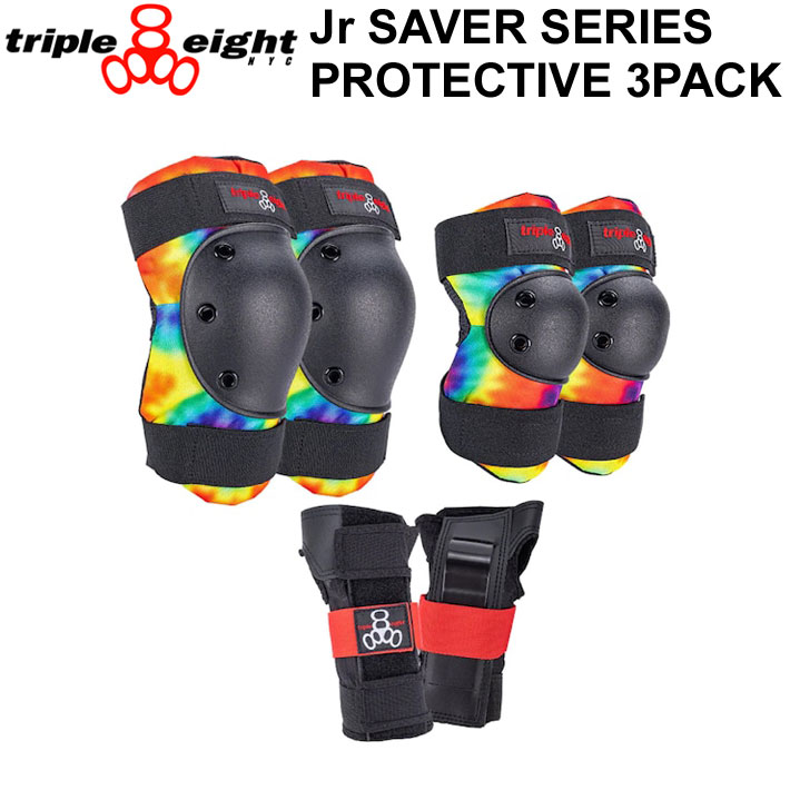 TRIPLE EIGHT トリプルエイト プロテクター Jr.SAVER SERIES PROTECTIVE 3PACK 膝 肘 手首 3点 セット TIE DYE 子供 ジュニア キッズ 男女兼用 スケボー スケートボード BMX 自転車 防護 日本正規品 クリスマスプレゼント