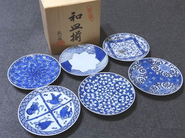 未使用品 太一郎 窯 有田焼 和皿揃 6客 直径約18.5Cm プレート 食器 陶磁器 絵変 骨董品 手書き 絵付け 伊万里焼 3I -  Agoranotizia.it