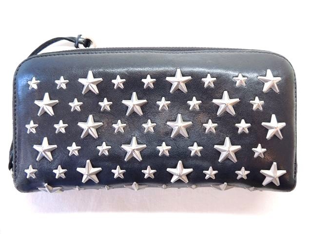 2334円 69 以上節約 Jimmy Choo ジミーチュウ 財布 ラウンドファスナー スター スタッズ ウォレット レディース レザー 黒 ブラック 4h