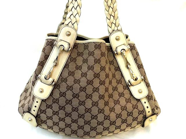 グッチ GUCCI ■ トートバッグ 162900 GGキャンバス ホースビット GG柄 ベージュ×アイボリー レディース 4H