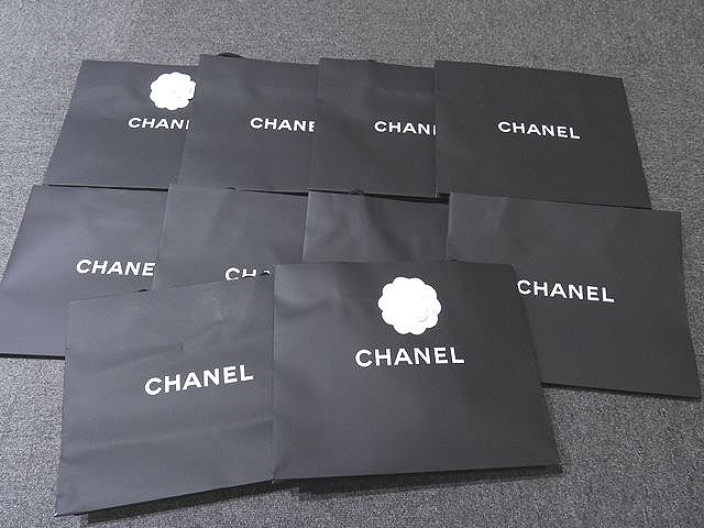 人気ショップ 38 シャネル ショッパー 10枚セット 財布 等に ショップ袋 CHANEL ブラック カメリア