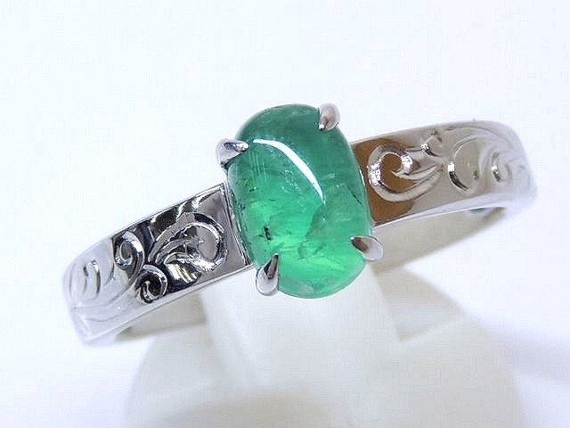 GSTV購入品 新品同様 Pt950 プラチナ リング ■ 18号 エメラルド キャッツアイ 1.20ct アラベスク柄 指輪 □5E5F｜ブランドショップ　フォーサイト