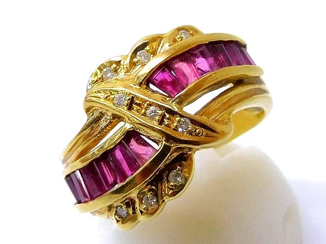 K18 YG イエローゴールド リング ■ 12号 ルビー 1.4ct ダイヤ 0.05ct 5.5g 指輪 レディース □4B5L|ブランドショップ フォーサイト