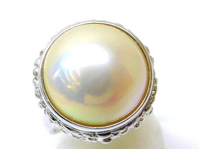 美品 田崎 TASAKI タサキ リング ■ 12号 マベパール 14mm K14 WG ホワイトゴールド 7.0g 真珠 レディース 指輪 □6A ム1000|ブランドショップ フォーサイト