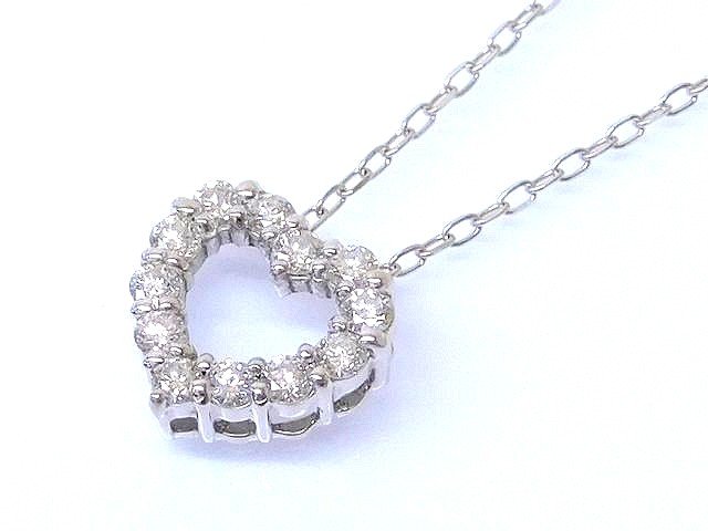 K18 WG ホワイトゴールド ネックレス ■ ダイヤ 0.30ct ハート デザイン トップ 1.8g レディース アクセサリー □6G|ブランドショップ フォーサイト