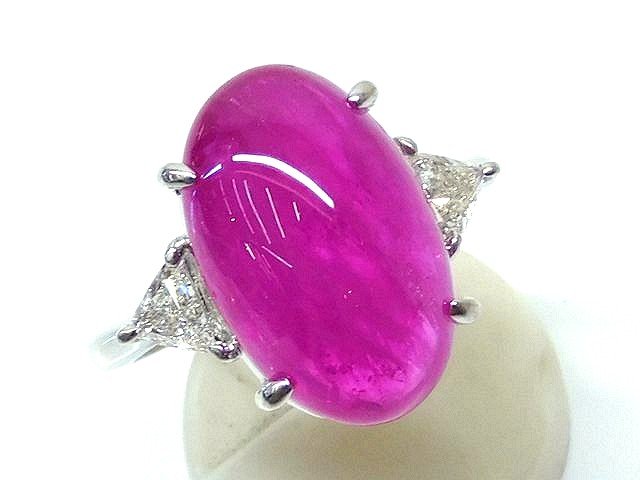 3F Pt900 天然 ピンクサファイア 10.35ct ■ ダイヤ 0.43ct カボション プラチナ リング 16号 8.8g □6I｜ブランドショップ　フォーサイト 458,000円