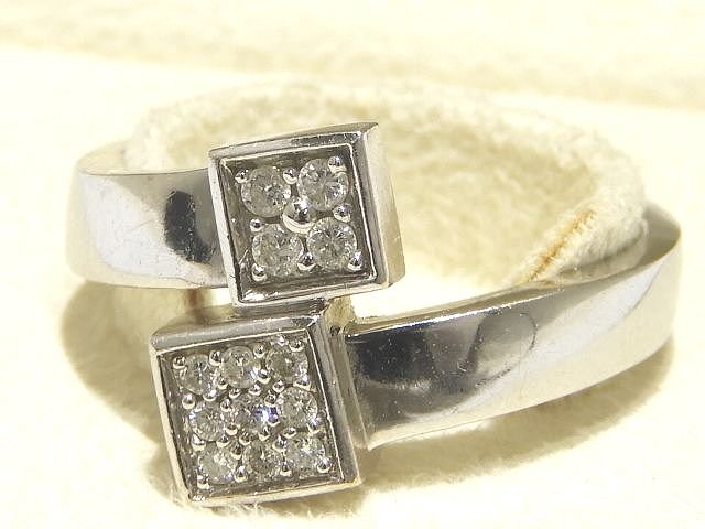 美品 ヴァンドーム青山 K18WG ダイヤ0.18ct スネーク調 リング ☆ #15 VENDOME AOYAMA メンズ レディース 兼用 指輪 ▼6K｜ブランドショップ　フォーサイト 92,400円