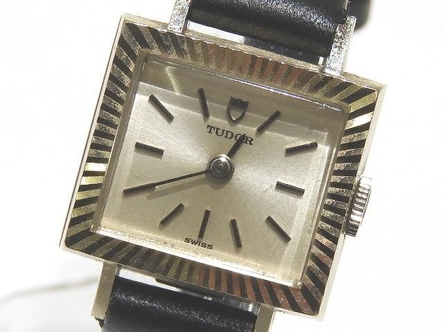 アンティーク TUDOR チュードル レディース 手巻 時辰儀 真四角 ☆ 12006 K18WG入れもの 稼動品 チューダー 白いことゴールド ▼7C