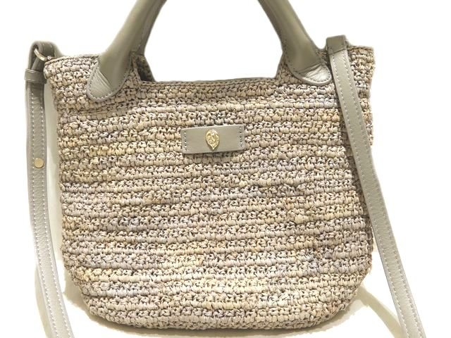 HELEN KAMINSKI ラフィア レザー 2way ハンドバッグ ベージュ HELEN KAMINSKI (ヘレンカミンスキー) トートバッグ 2WAY