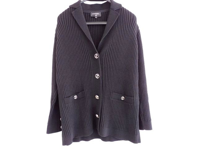 CHANEL シャネル　ロング　ニット　コート　カーディガン CHANEL シャネル ロング ニット カーディガン 金ボタン クローバー