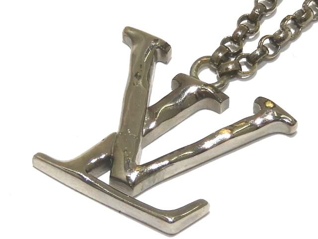LOUIS VUITTON ヴィトン 首飾り ☆ M00331 LVとっ始め モノグラム カーヴド しろがね色色つや メンズ ゴールド ▼7G