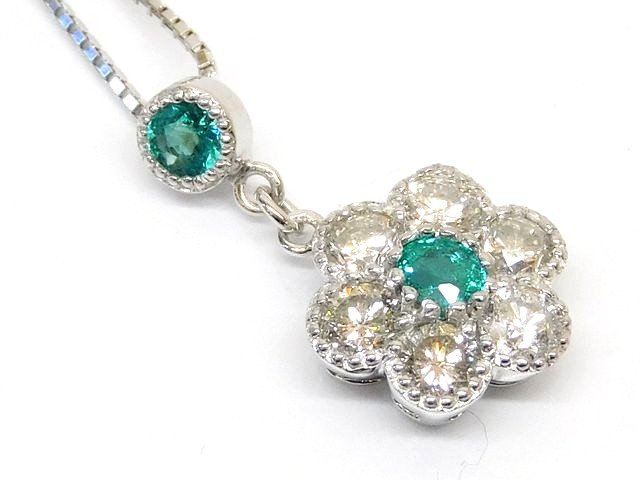 美品 K18 パライバトルマリン ダイヤ 0.64ct ■ ホワイトゴールド 約3.4g ダイヤモンド ネックレス□ 7K8A●｜ブランドショップ　フォーサイト
