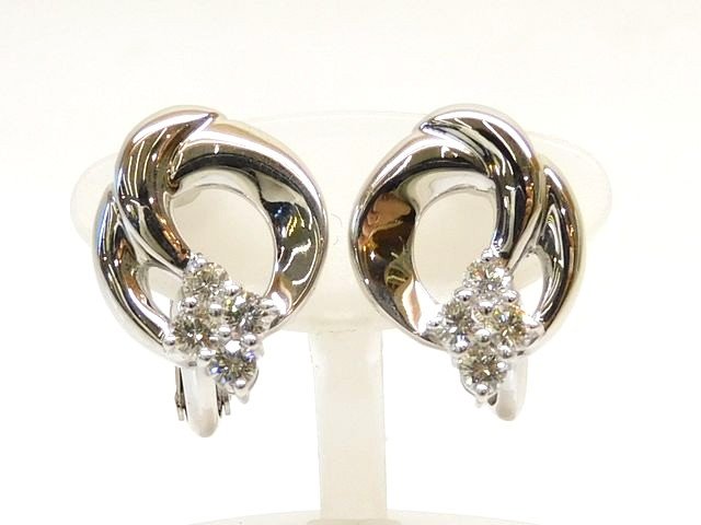 新品同様品 ジュネ Jeunet K18×K14 ☆ ホワイトゴールド ダイヤ 0.47ct イヤリング 約8.1g レディース □ 7L8C●|ブランドショップ フォーサイト