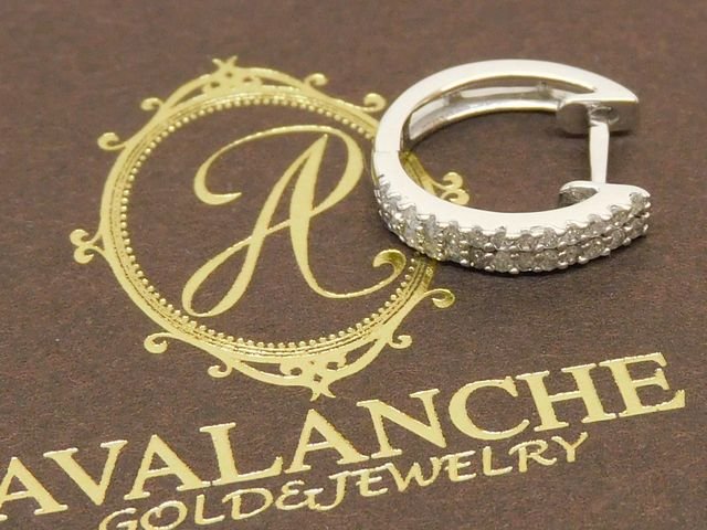 3F 美品 AVALANCHE アヴァランチ アバランチ ■ 片耳用 金剛石 10K 白いことゴールド フープピアス 14粍 E2226R □ 8D エ1000●