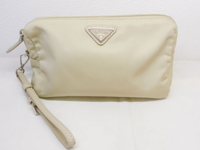 プラダ 並み並み Re-Nylon 車寄せ ■ 1NS693 ハンドストラップ 薄ベージュ系 ナイロン PRADA□8C8D