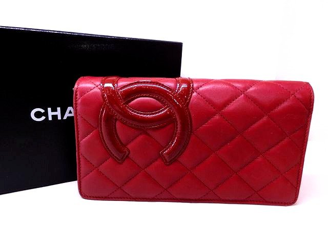シャネル カンボンライン 長財布 ■ A3256 13番台 ラムスキン レッド マトラッセ ココマーク レディース ２つ折り CHANEL □8E｜ブランドショップ　フォーサイト