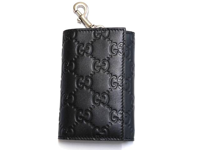 未当て嵌める グッチ GG象徴 なめし革 ■ 足懸かり入れもの 黒いこと 黒 850212 GUCCI 新品 □8E