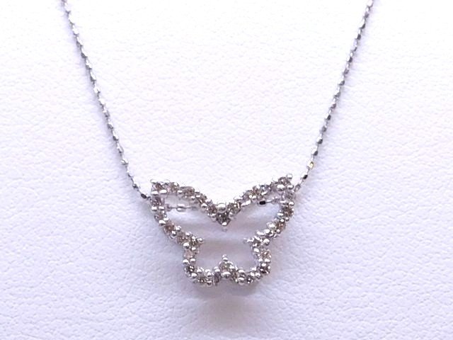 美品 K18 ホワイトゴールド ■ ダイヤ 0.30ct ネックレス 2.0g バタフライ 蝶々 レディース □ 8D8F●|ブランドショップ フォーサイト