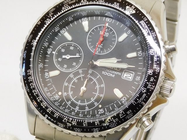 稼働 セイコー SEIKO ■ クロノグラフ 7T92-0CF0 QZ デイト ブラック文字盤 メンズ腕時計 ウォッチ□8F|ブランドショップ フォーサイト