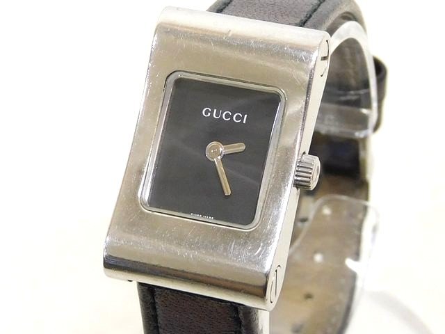 GUCCI グッチ 2300L 腕時計 ■ クオーツ スクエア ブラック文字盤 革ベルト レディース ウォッチ □8F|ブランドショップ フォーサイト