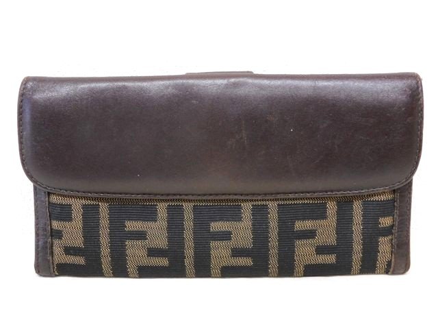 フェンディ FENDI ■ Wホック 長財布 ウォレット ヴィンテージ ズッカ柄 カーキ&times;ブラウン系 □8F｜ブランドショップ　フォーサイト